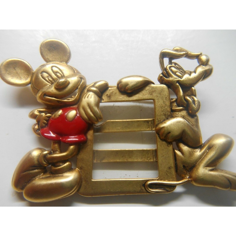 Vintage Mickey & Pluto Goldtone Pin Frame Brooch Clasp Disney Pin